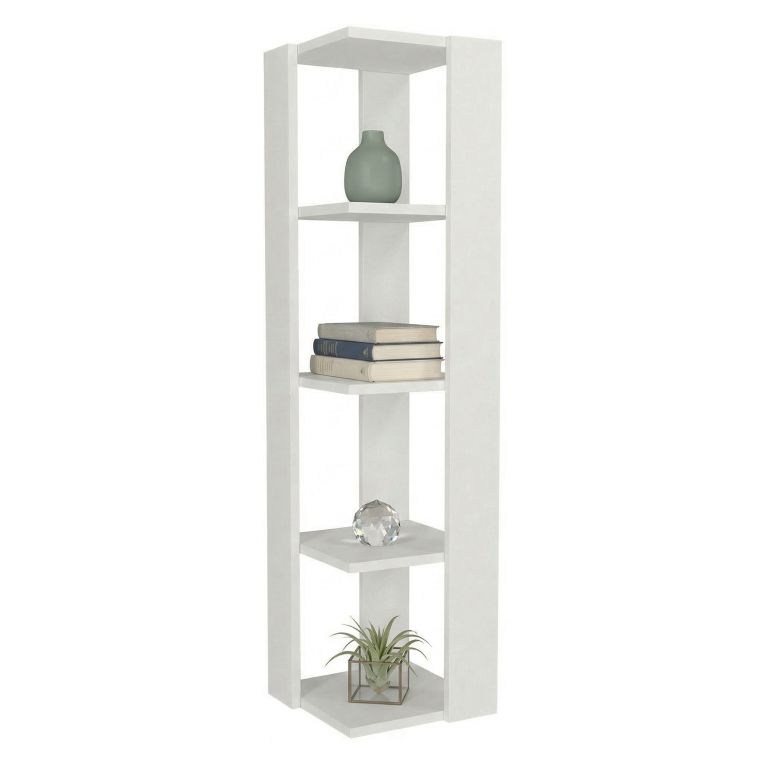 Libreria Bianco 3 Ripiani Installazione Libera 31x33x120h cm, Struttura Verticale - Clivio