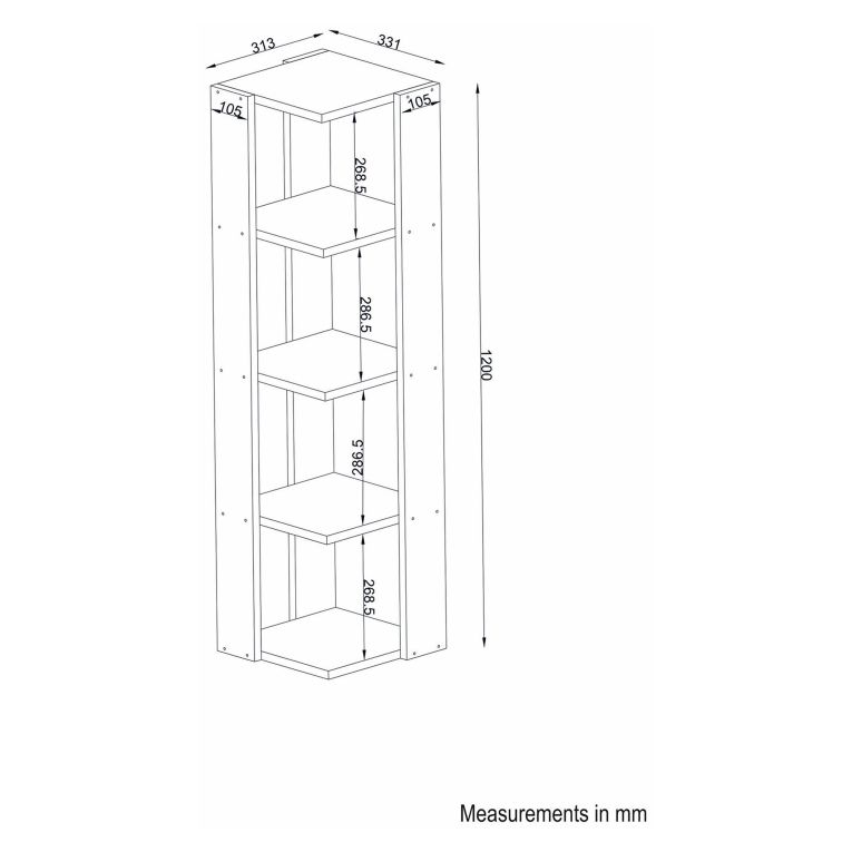 Libreria Bianco 3 Ripiani Installazione Libera 31x33x120h cm, Struttura Verticale - Clivio
