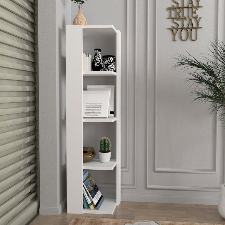 Libreria Bianco 3 Ripiani Installazione Libera 31x33x120h cm, Struttura Verticale - Clivio