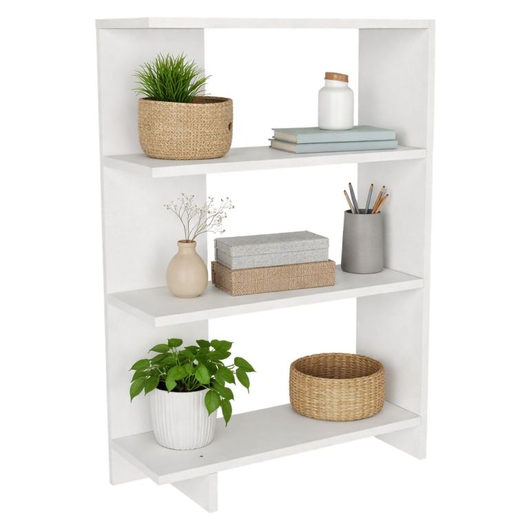 Libreria Bianco 3 Ripiani Installazione Libera 62x24x90h cm, Struttura Verticale - Pigna