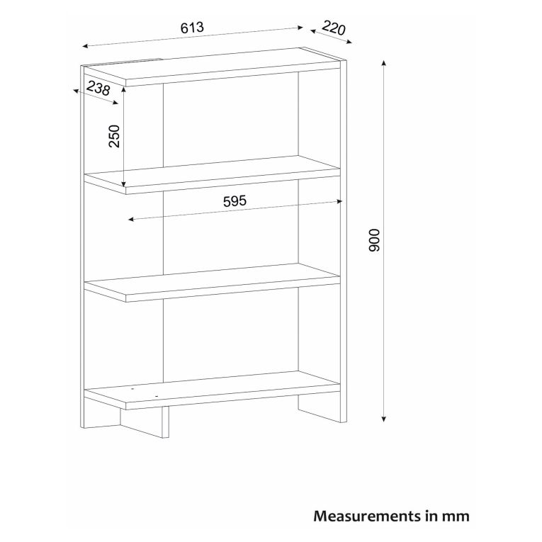 Libreria Bianco 3 Ripiani Installazione Libera 62x24x90h cm, Struttura Verticale - Pigna