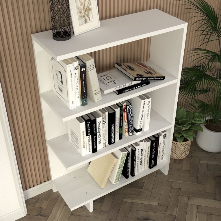 Libreria Bianco 3 Ripiani Installazione Libera 62x24x90h cm, Struttura Verticale - Pigna