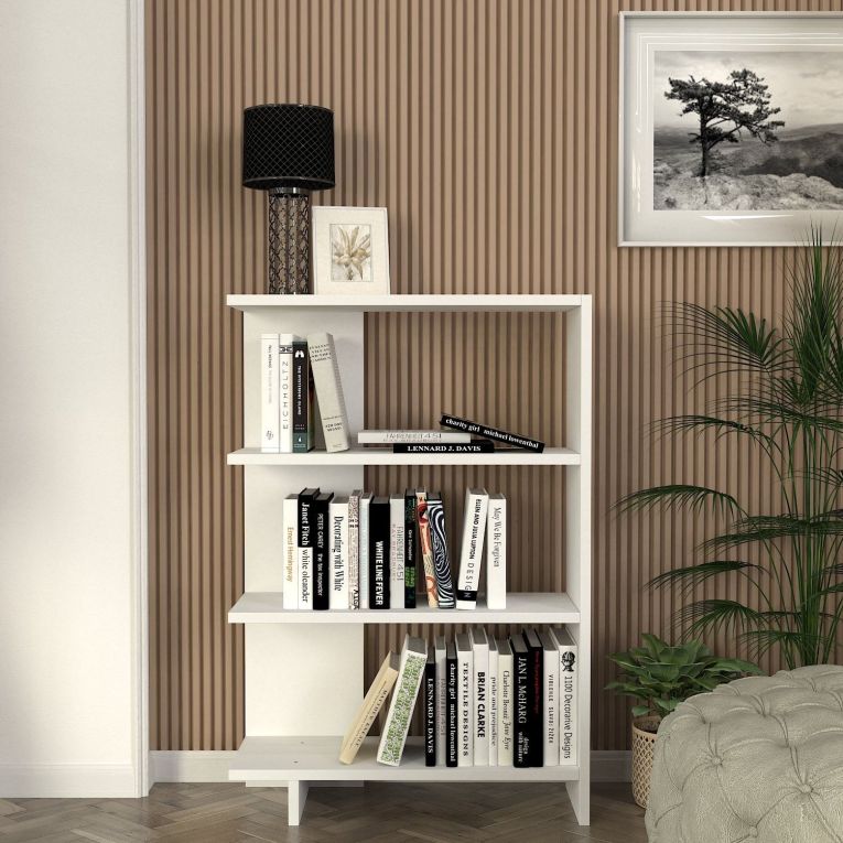 Libreria Bianco 3 Ripiani Installazione Libera 62x24x90h cm, Struttura Verticale - Pigna