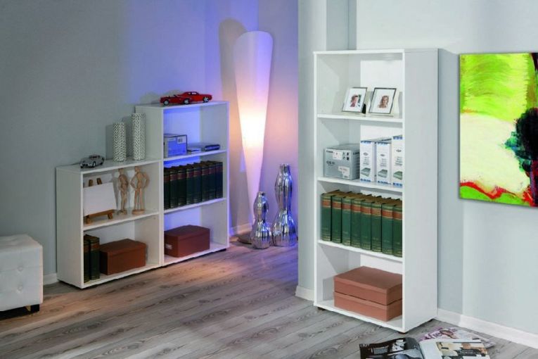 Libreria Bianco 3 Ripiani Struttura Verticale 60x30x145h cm, - Jovencan