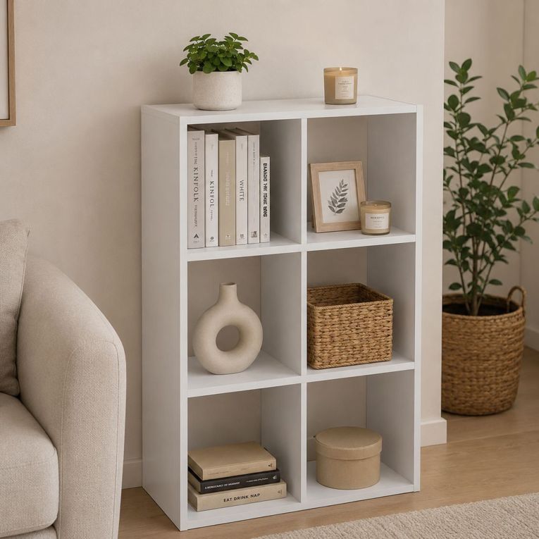 Libreria Bianco 4 Ripiani Installazione a Terra 61x30x91h cm, Struttura Verticale - Lifasa
