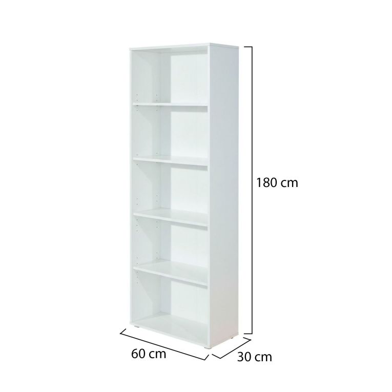 Libreria Bianco 4 Ripiani Struttura Verticale 60x30x180h cm, - Erba