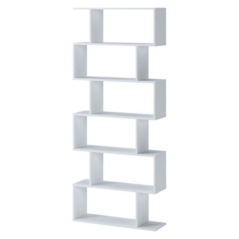 Libreria Bianco 5 Ripiani Installazione a Terra 80x25x191h cm, Portata Ripiani 15 - Clisi