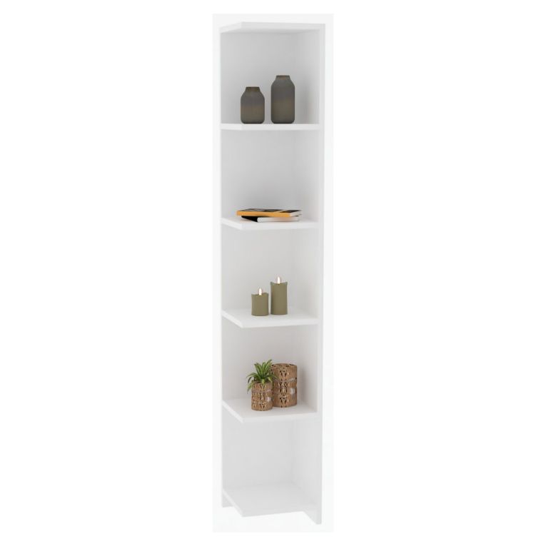 Libreria Bianco 5 Ripiani Installazione Libera 25x25x160h cm, Struttura Verticale - Tufillo