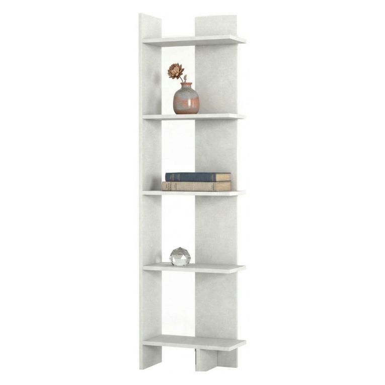 Libreria Bianco 5 Ripiani Installazione Libera 49x22x170h cm, Struttura Verticale - Trimonte
