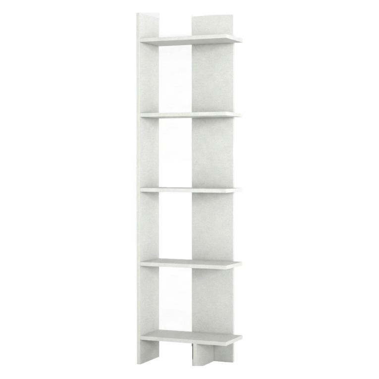 Libreria Bianco 5 Ripiani Installazione Libera 49x22x170h cm, Struttura Verticale - Trimonte