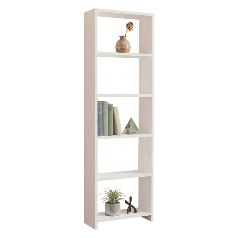 Libreria Bianco 5 Ripiani Installazione Libera 50x20x160h cm, Struttura Verticale - Piubega