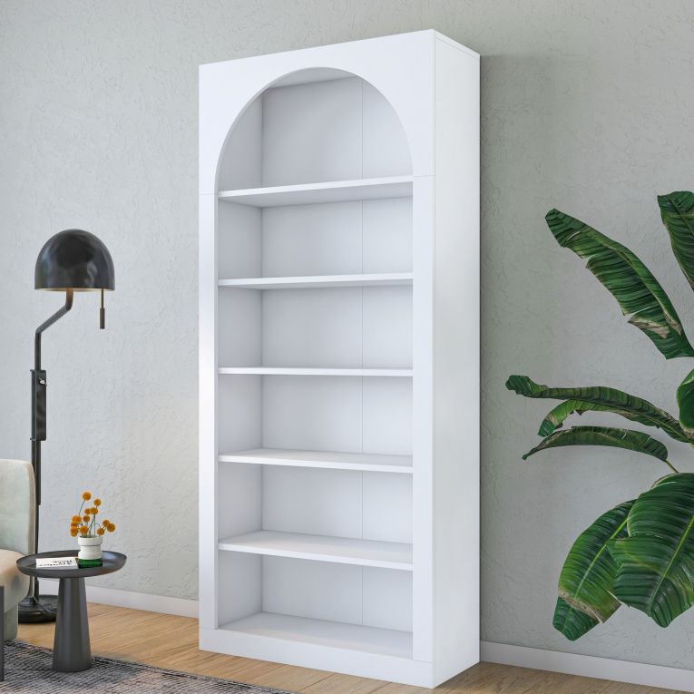 Libreria Bianco 5 Ripiani Installazione Libera 80x32x180h cm, Struttura Verticale - Vas