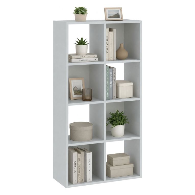 Libreria Bianco 6 Ripiani Installazione a Terra 61x30x121h cm, Struttura Verticale - Lifatila