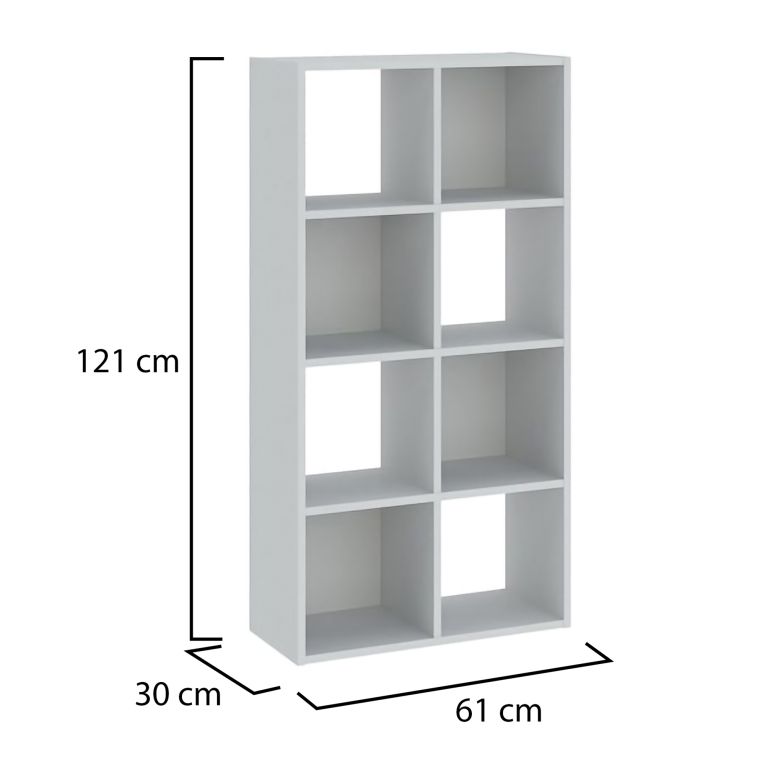 Libreria Bianco 6 Ripiani Installazione a Terra 61x30x121h cm, Struttura Verticale - Lifatila