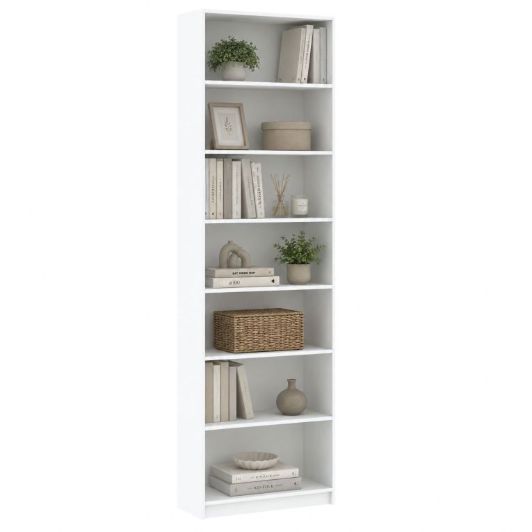 Libreria Bianco 6 Ripiani Installazione a Terra 80x33x234h cm, Struttura Verticale - Lika