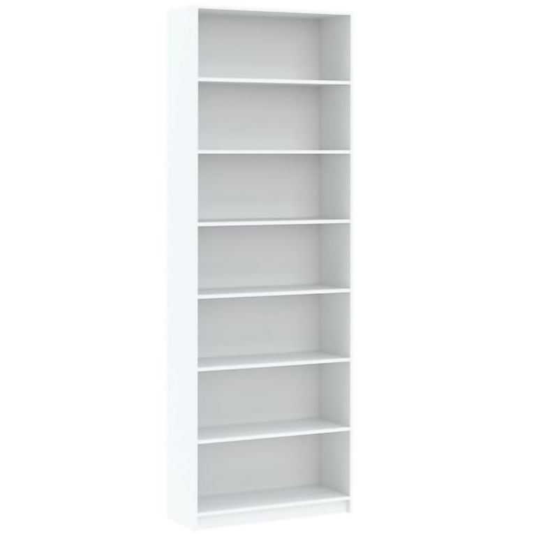 Libreria Bianco 6 Ripiani Installazione a Terra 80x33x234h cm, Struttura Verticale - Lika