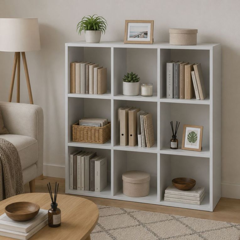 Libreria Bianco 6 Ripiani Installazione a Terra 91x30x91h cm, Struttura Verticale - Liga