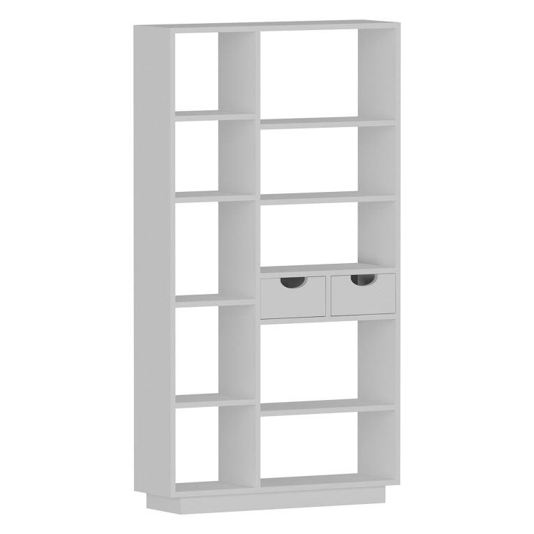 Libreria Bianco 8 Ripiani 2 Cassetti 80x25x189h cm, Installazione Libera - Imer