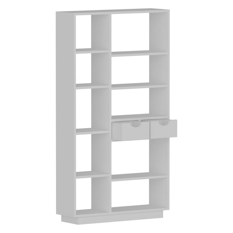Libreria Bianco 8 Ripiani 2 Cassetti 80x25x189h cm, Installazione Libera - Imer