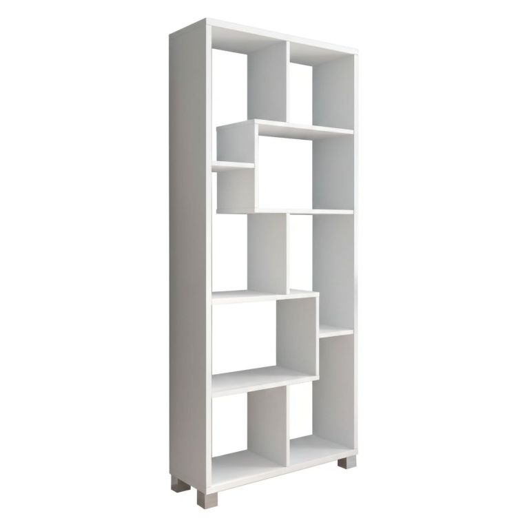 Libreria Bianco 8 Ripiani Installazione a Terra 68x25x161h cm, Struttura Aperta - Veniano