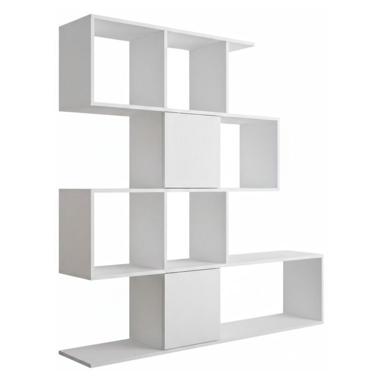 Libreria Bianco 9 Ripiani Installazione a Terra 93x28x142h cm, Struttura a zig zag - Budrio