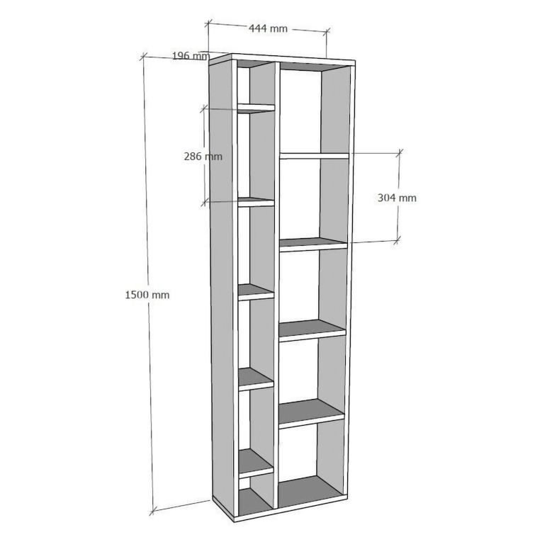 Libreria Bianco 9 Ripiani Installazione Libera 44x20x150h cm, Struttura Verticale - Mortara