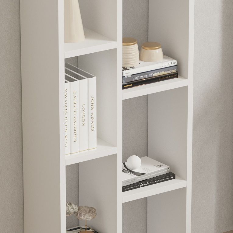 Libreria Bianco 9 Ripiani Installazione Libera 44x20x150h cm, Struttura Verticale - Mortara