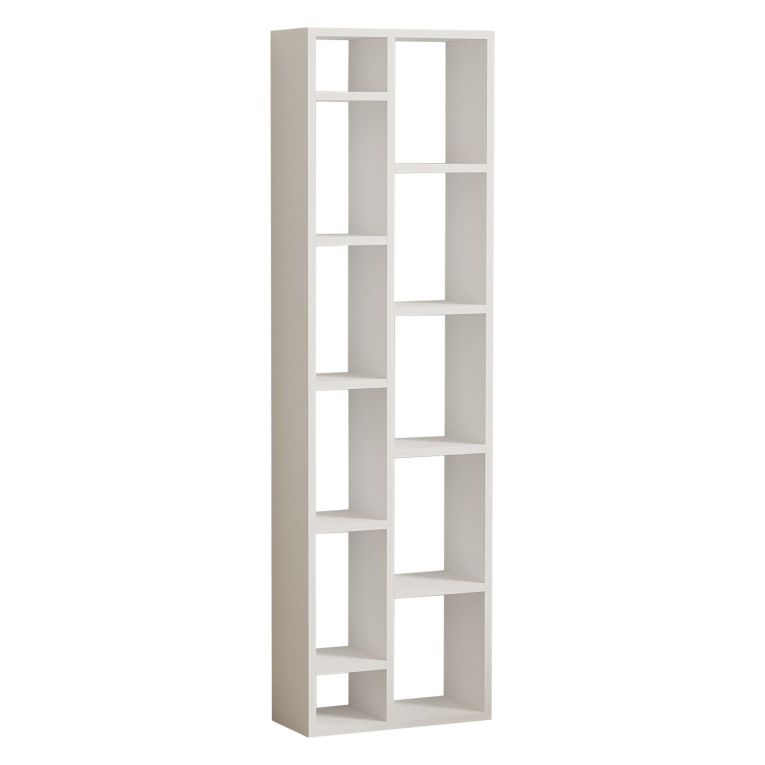 Libreria Bianco 9 Ripiani Installazione Libera 44x20x150h cm, Struttura Verticale - Mortara