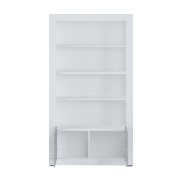 Libreria Bianco Grigio Cemento 3 Ripiani 2 Ante 105x42x191h cm, Installazione a Terra - Spinoso