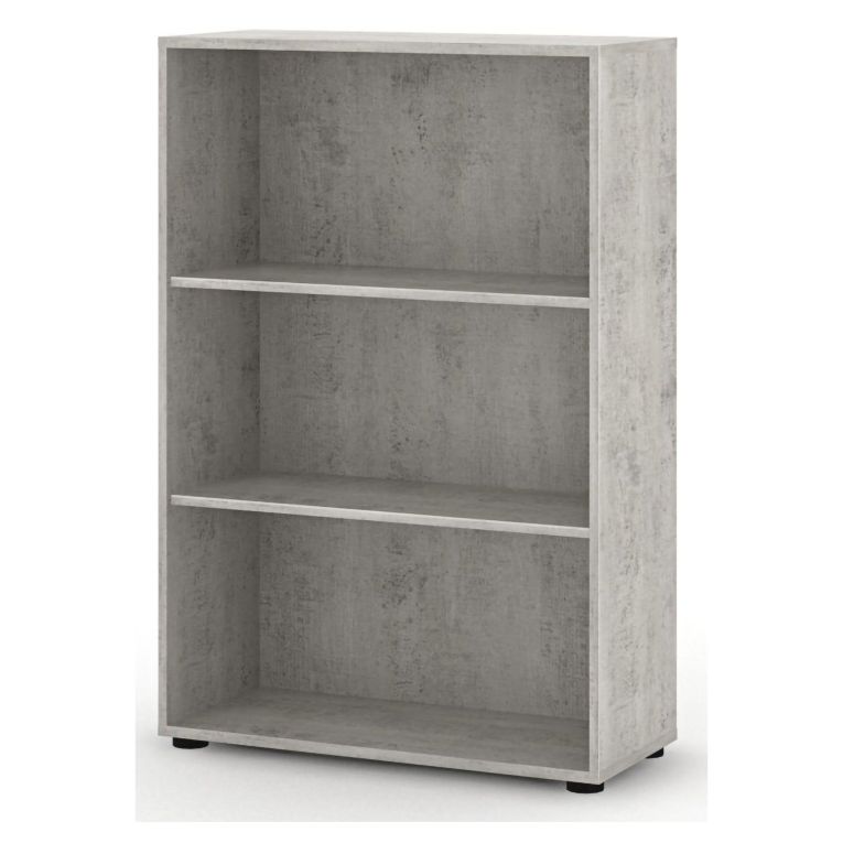 Libreria Bianco Grigio Cemento 4 Ripiani Installazione a Terra 79x34x118h cm, Sfumatura Colore Struttura Cemento - Leporano