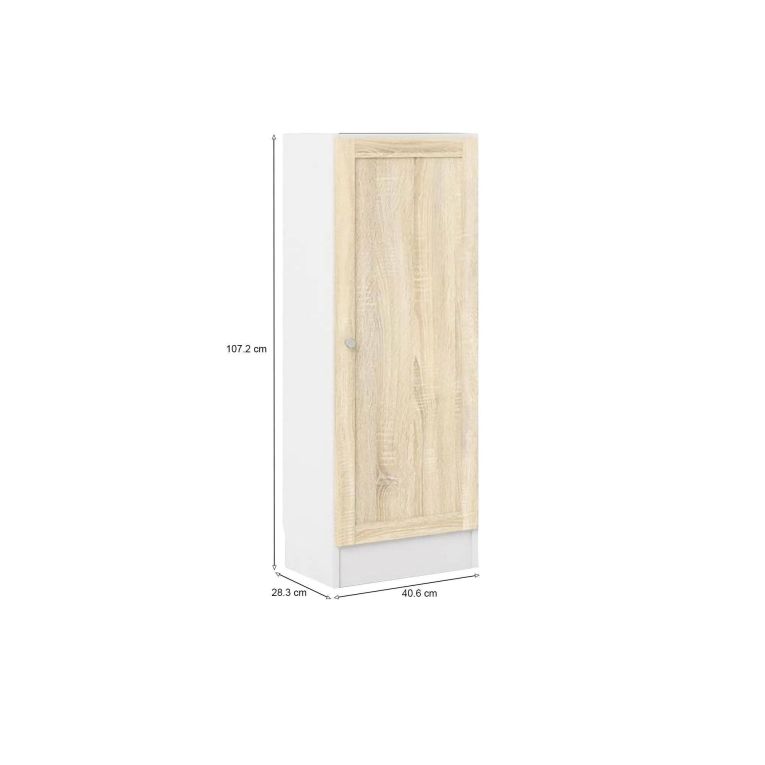 Libreria Bianco Marrone Quercia Cassetti 2 Ripiani 41x28x107h cm, - Amedee
