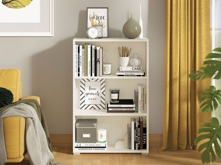 Libreria Bianco Opaco 2 Ripiani Installazione a Terra 70x24.5x107.5h cm, Sfumatura Colore Struttura Opaco - Moiano