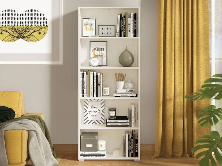 Libreria Bianco Opaco 4 Ripiani Installazione a Terra 70x24.5x176.5h cm, Sfumatura Colore Struttura Opaco - Urgnano