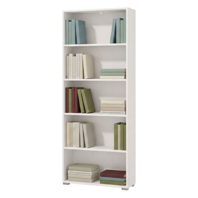 Libreria Bianco Opaco 4 Ripiani Installazione a Terra 70x24.5x176.5h cm, Sfumatura Colore Struttura Opaco - Urgnano