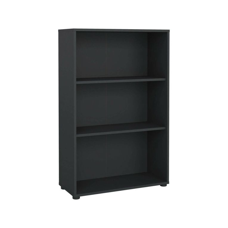 Libreria Camille, Scaffale da ufficio, Mobile portalibri, Biblioteca, 34x80 h124 cm, Grigio