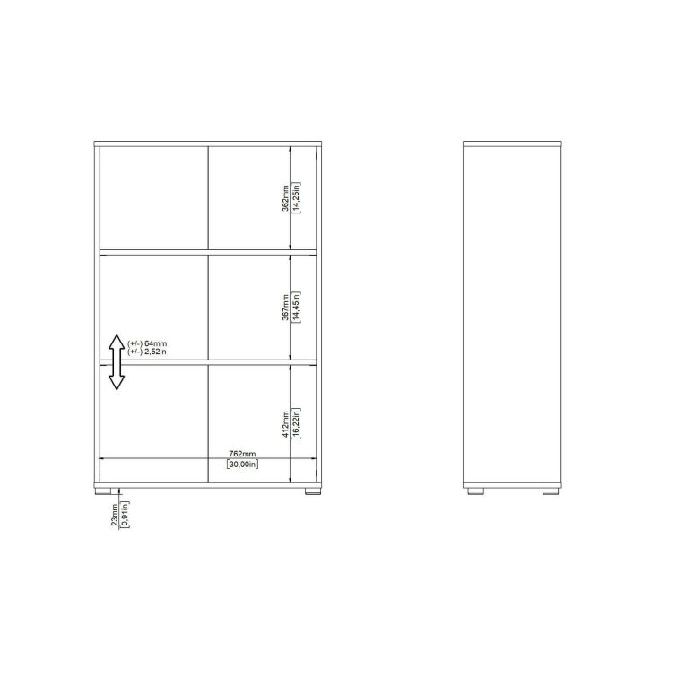 Libreria Camille, Scaffale da ufficio, Mobile portalibri, Biblioteca, 34x80 h124 cm, Grigio