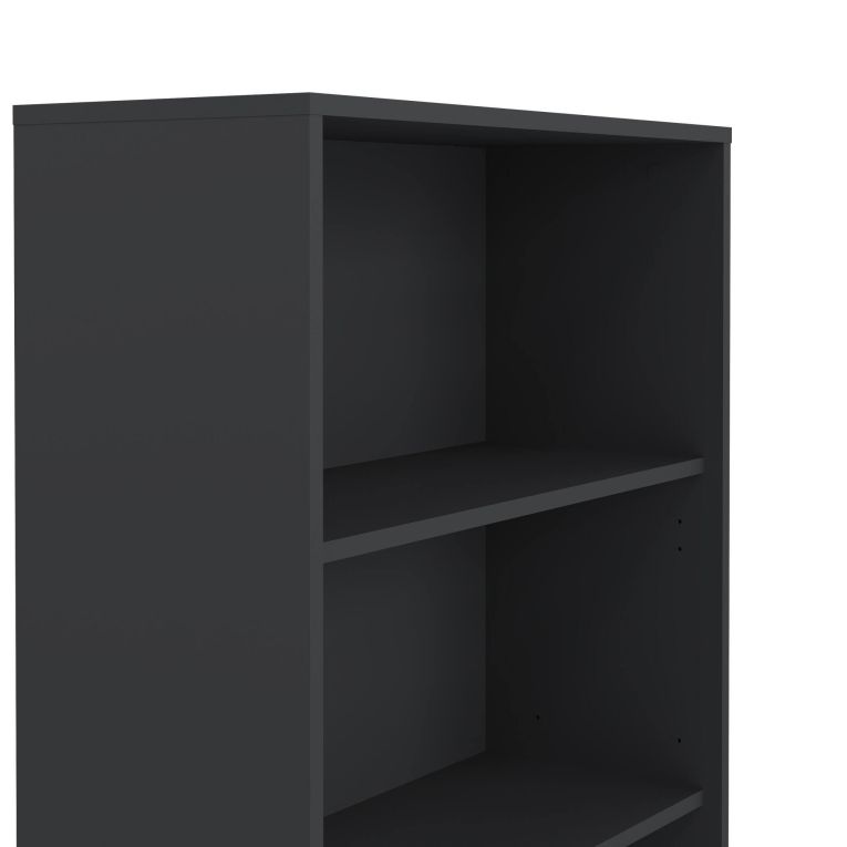 Libreria Camille, Scaffale da ufficio, Mobile portalibri, Biblioteca, 34x80 h124 cm, Grigio