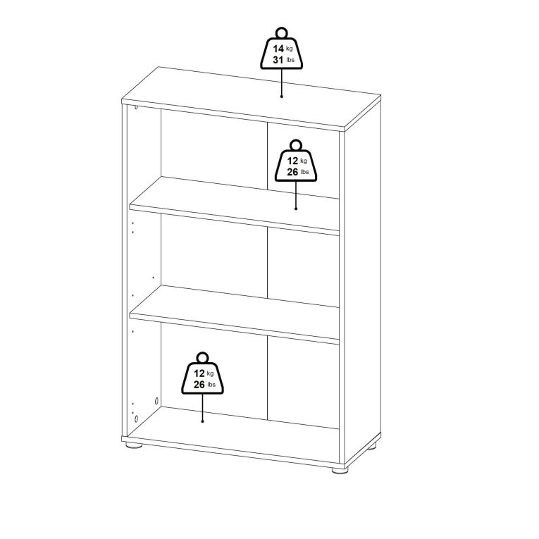 Libreria Camille, Scaffale da ufficio, Mobile portalibri, Biblioteca, 34x80 h124 cm, Grigio