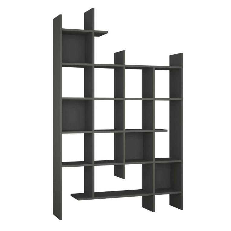 Libreria Chertan, Scaffale da ufficio, Mobile portalibri, Biblioteca, 122x26h188 cm, Antracite