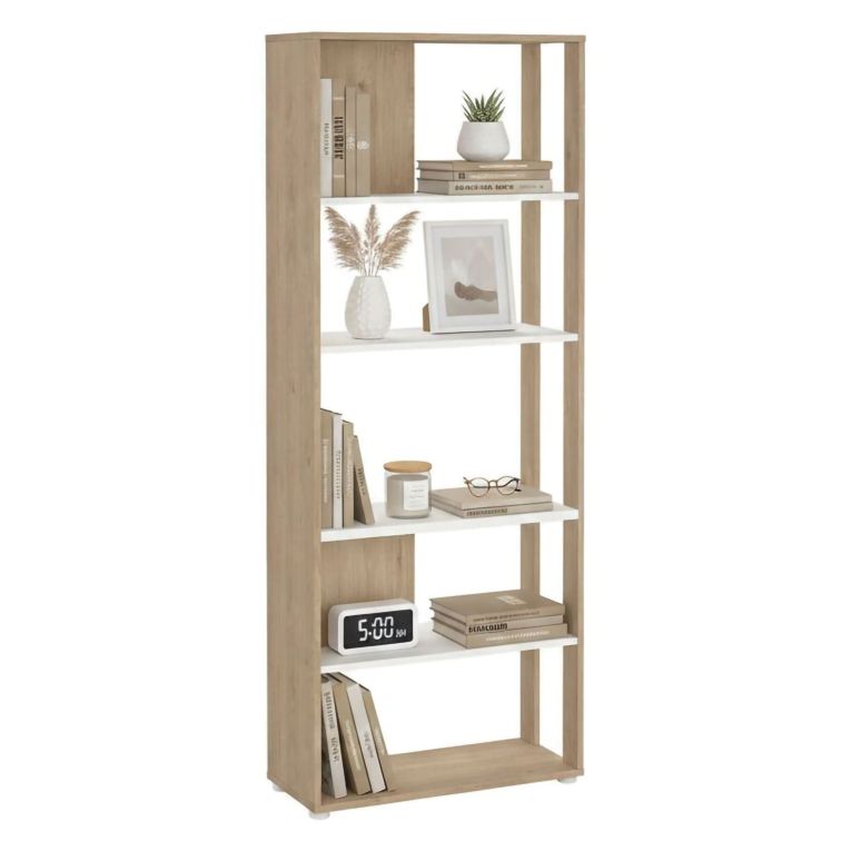 Libreria chic rovere e bianca 79x204h cm - MuGuiying
