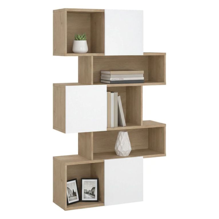 Libreria chic rovere e bianca lucida 95x166h cm - Acetosella