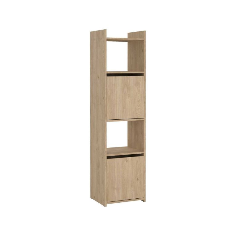 Libreria Claric, Scaffale da ufficio, Mobile portalibri, Biblioteca, 34x40 h155 cm, Rovere