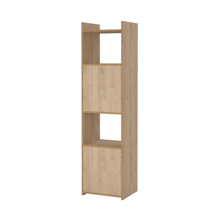 Libreria Claric, Scaffale da ufficio, Mobile portalibri, Biblioteca, 34x40 h155 cm, Rovere
