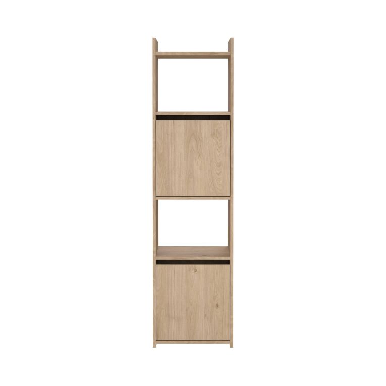 Libreria Claric, Scaffale da ufficio, Mobile portalibri, Biblioteca, 34x40 h155 cm, Rovere