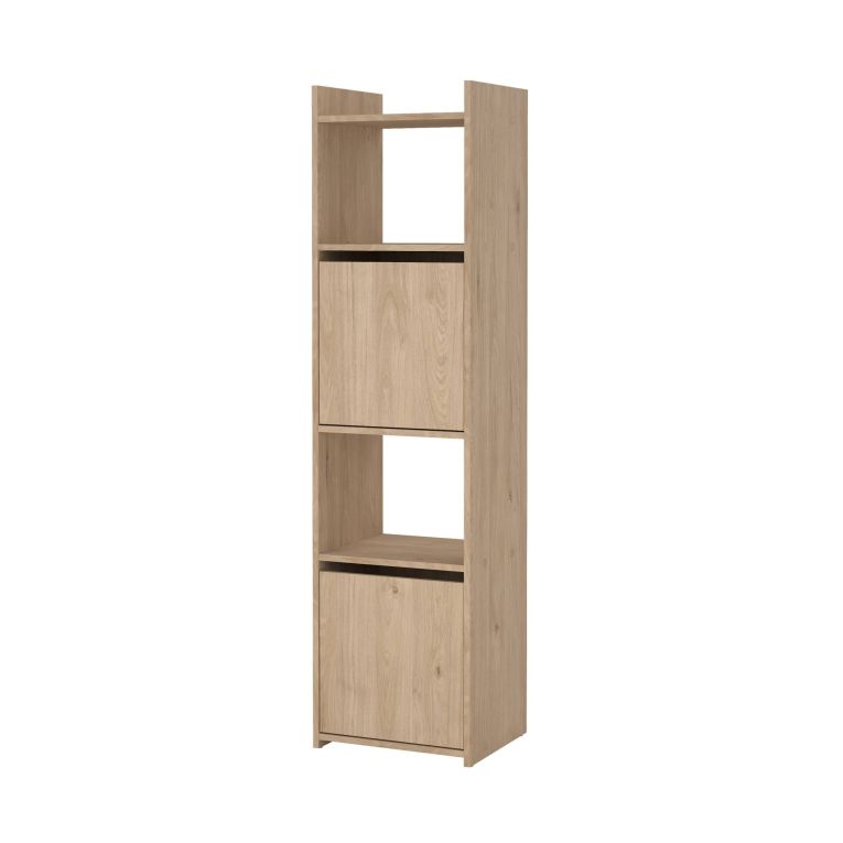Libreria Claric, Scaffale da ufficio, Mobile portalibri, Biblioteca, 34x40 h155 cm, Rovere