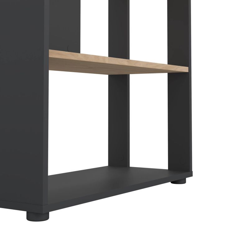 Libreria Colette, Scaffale da ufficio, Mobile portalibri, Biblioteca, 34x80 h205 cm, Rovere e Grigio