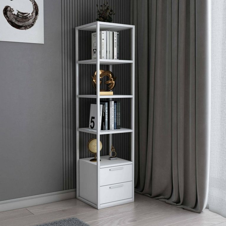 Libreria con 2 cassetti bianca 39x169h cm - Arsim