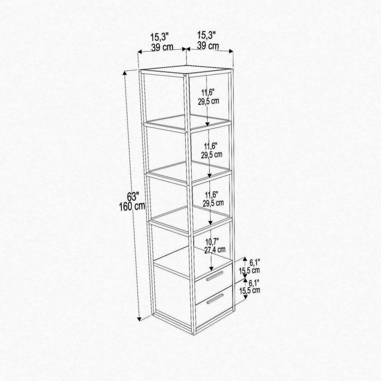 Libreria con 2 cassetti bianca 39x169h cm - Arsim