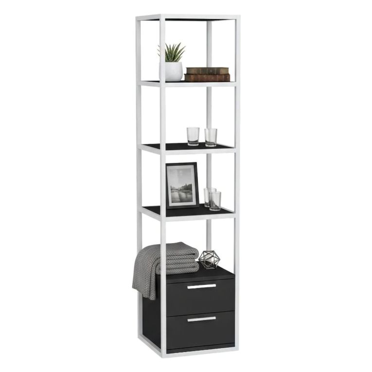 Libreria con 2 cassetti bianca e antracite 39x169h cm - Arsim