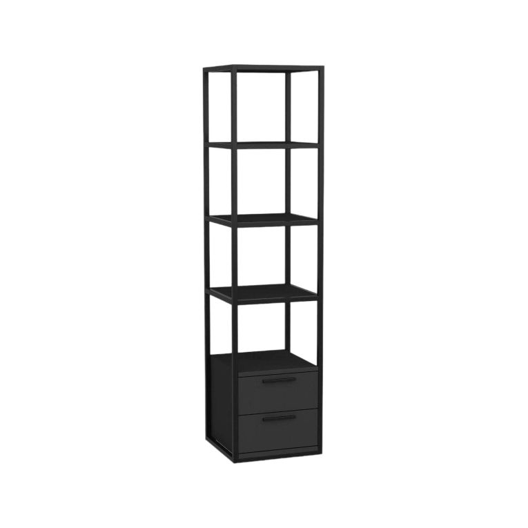 Libreria con 2 cassetti nera e antracite 39x169h cm - Arsim